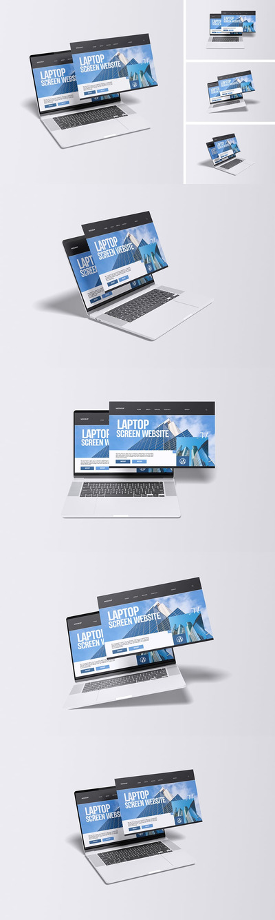 屏幕笔记本电脑模型样机 (PSD,PDF)