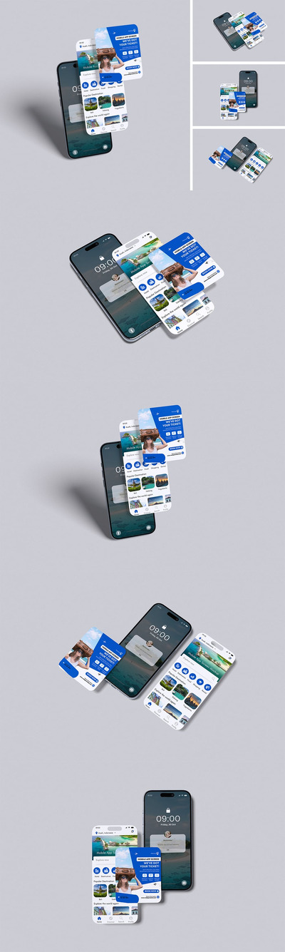 手机电话屏幕模型样机 (PSD,PDF)