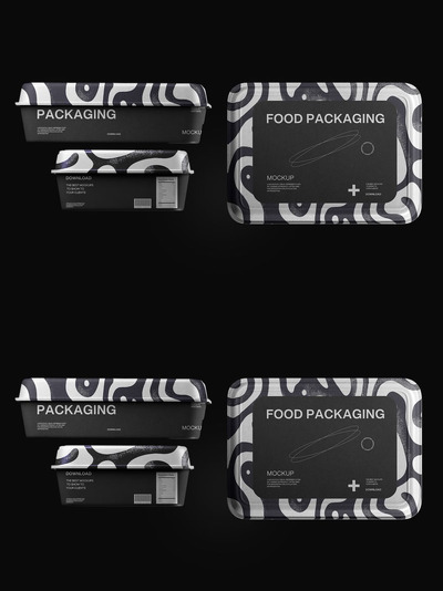 外卖食品盒包装模型样机 (PSD)