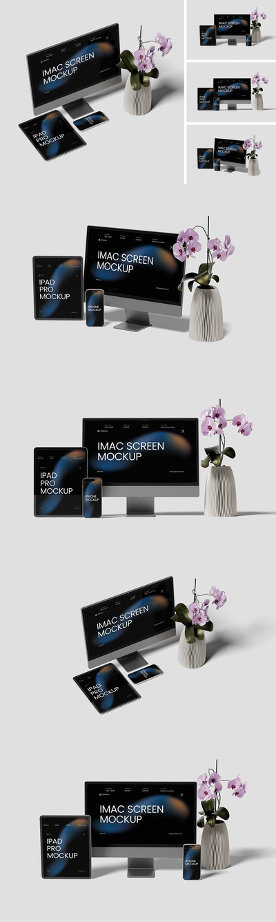 手机电脑多设备模型样机 (PSD,PDF)