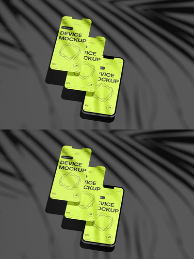 带有阴影覆盖的动态手机模型样机 (PSD)