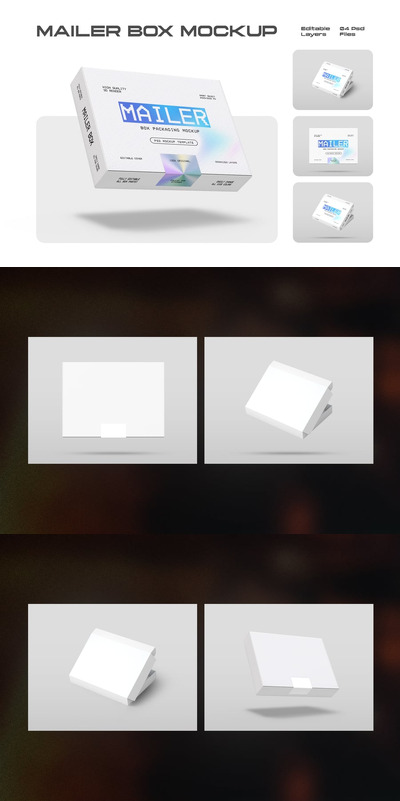 纸质邮件盒包装模型集样机 (PSD)