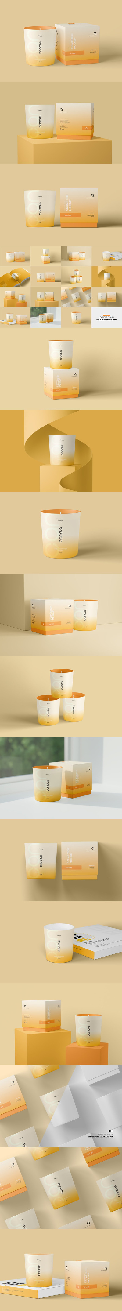 蜡烛玻璃包装模型套装样机 (PSD)