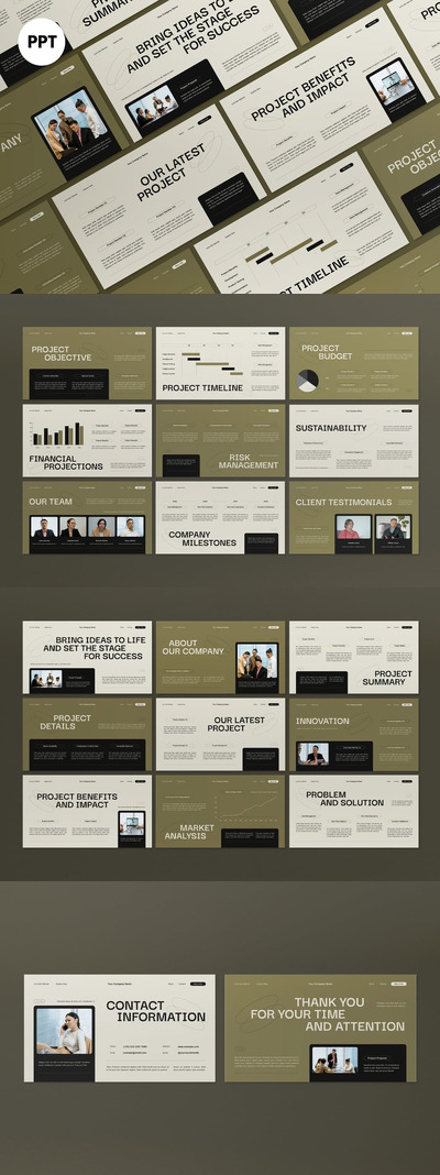 奶油绿色现代公司项目建议PPT模板 (PPT,PPTX)