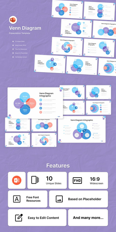 维恩图演示文稿PPT模板 (PPTX,PPT)