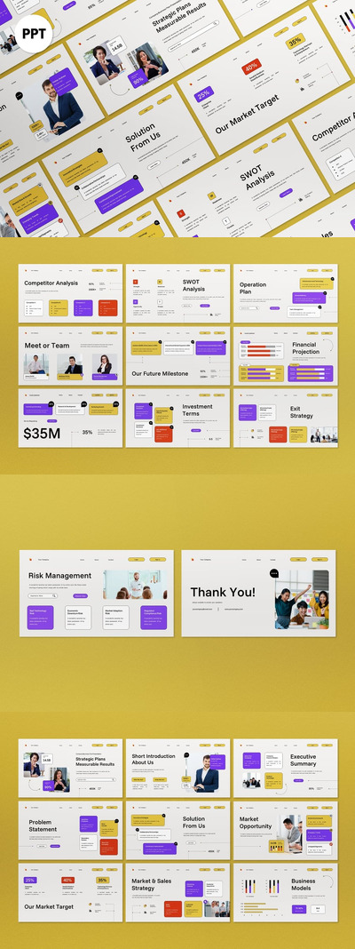 黄色现代公司业务建议PPT模板 (PPT,PPTX)