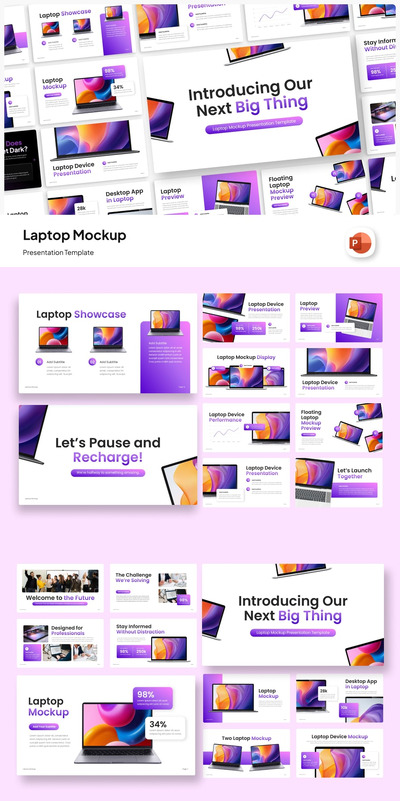 笔记本电脑模型PPT模板 (PPTX)