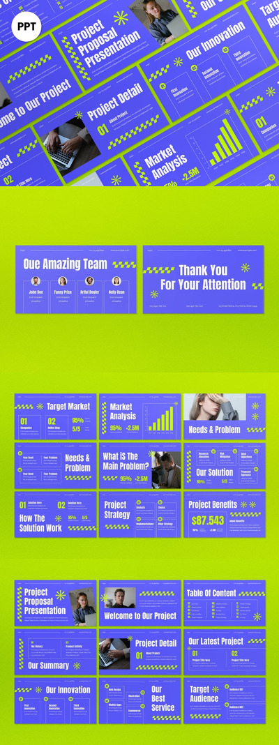 蓝色现代公司项目建议PPT模板 (PPT,PPTX)