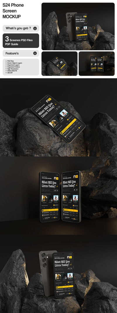 S24手机屏幕模型样机 (PSD)