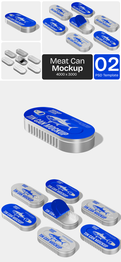 午餐肉罐头包装设计样机 (PSD)