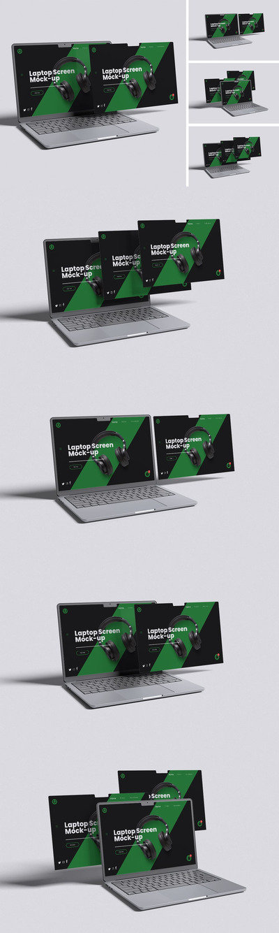 笔记本电脑屏幕模型样机 (PSD,PDF)