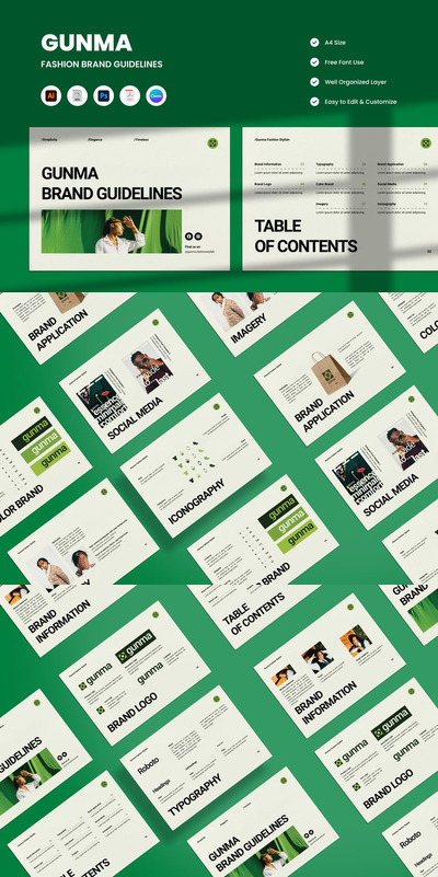 时尚品牌指南模板画册模板 (AI,EPS,PDF,PSD)