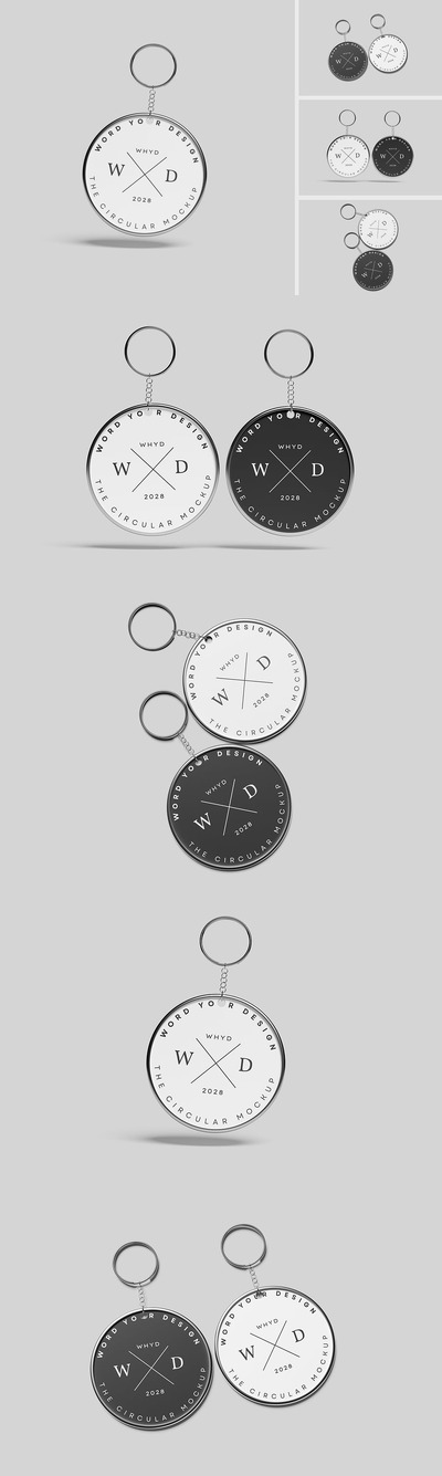 圆金金属钥匙链模型样机 (PSD,PDF)