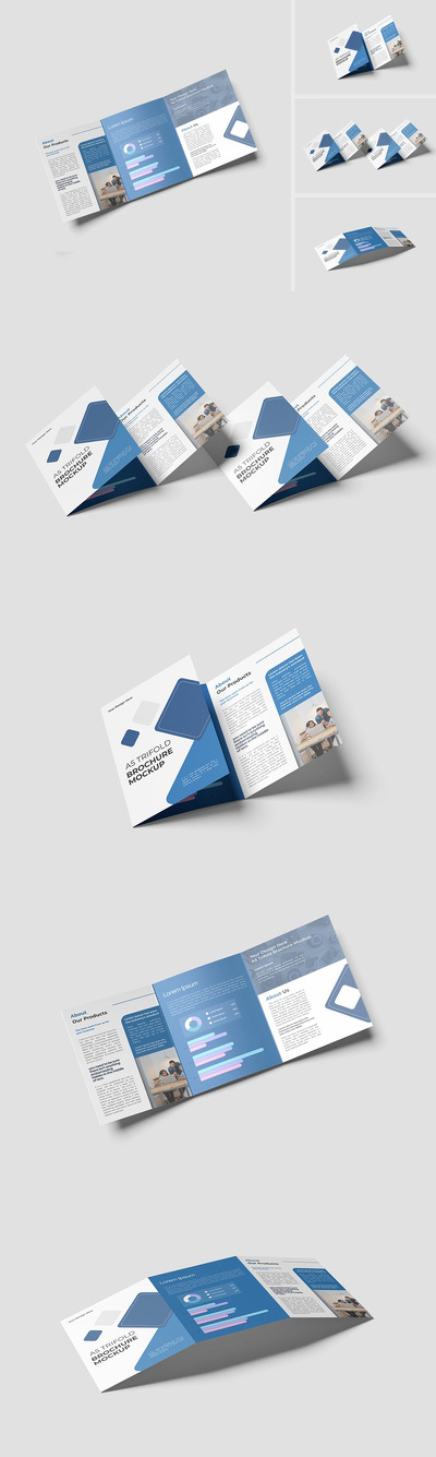 A5三折页手册模型样机 (PSD,PDF)