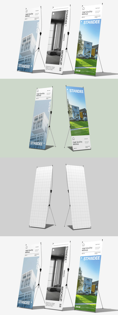 易拉宝X展架横幅模型样机 (PSD)