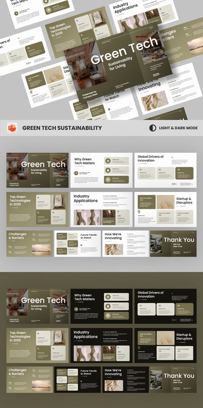 绿色技术专业房地产可持续性PPT模板 (PPTX)