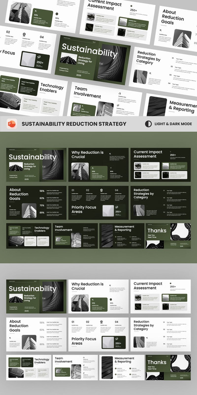 可持续性专业房地产PPT模板 (PPTX)