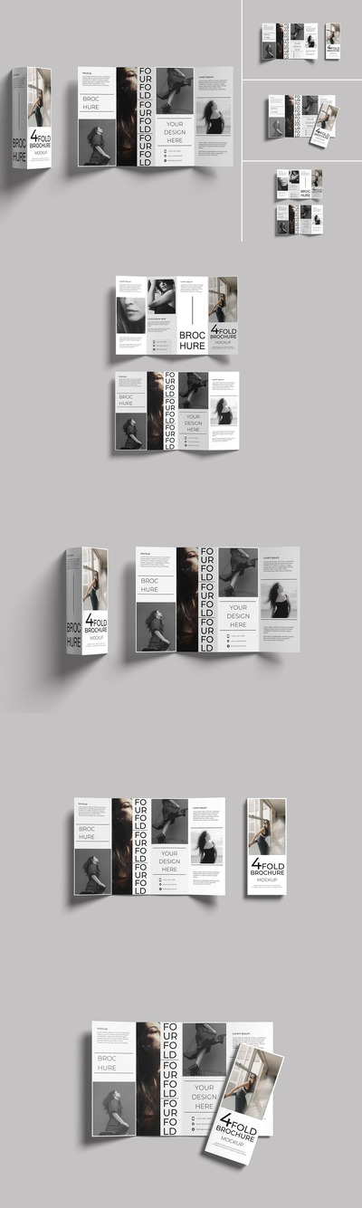 4折页手册模型样机 (PSD,JPG,PDF)