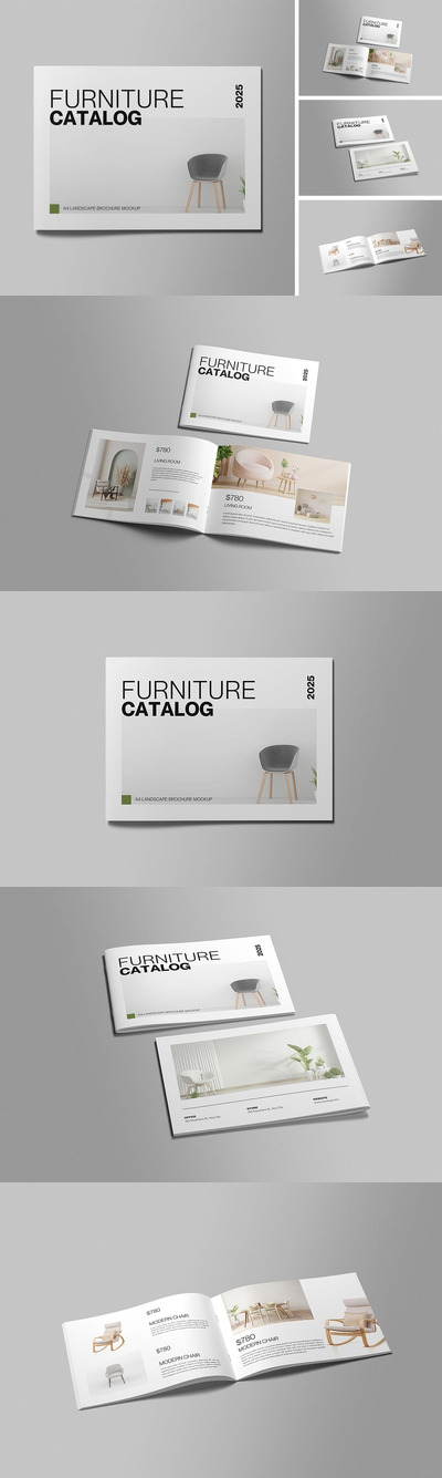 A4景观画册杂志模型样机 (PSD,PDF)