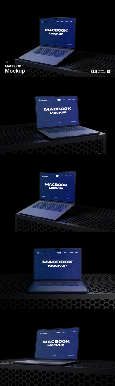 MacBook电脑模型样机 (PSD)