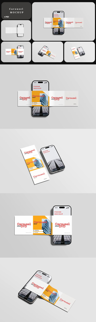 轮播手机模型样机 (PSD,PDF)