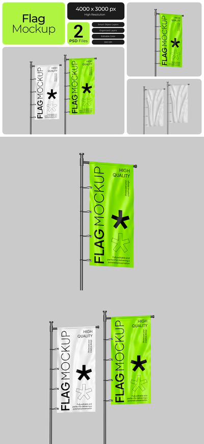 标志旗帜模型样机 (PSD)