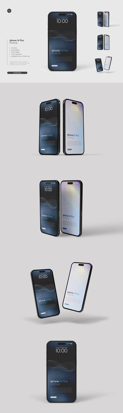 iPhone 16手机模型样机 (PSD)