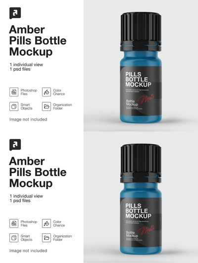磨砂琥珀色药瓶哑光模型样机 (PSD)