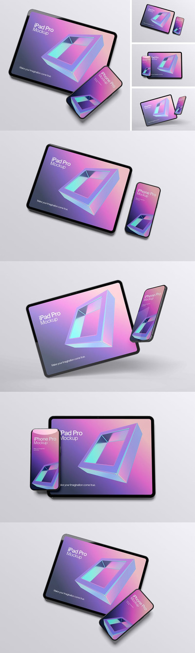 时尚的清脆iPad模型样机 (PSD,PDF)