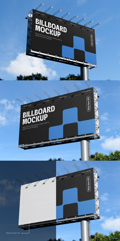 户外景观广告牌模型样机 (PSD)