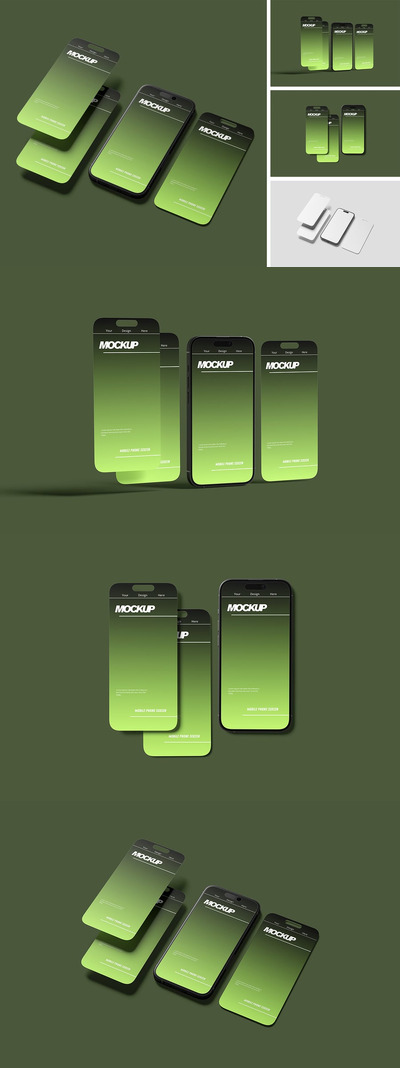 手机屏幕模型样机 (PSD,PDF)