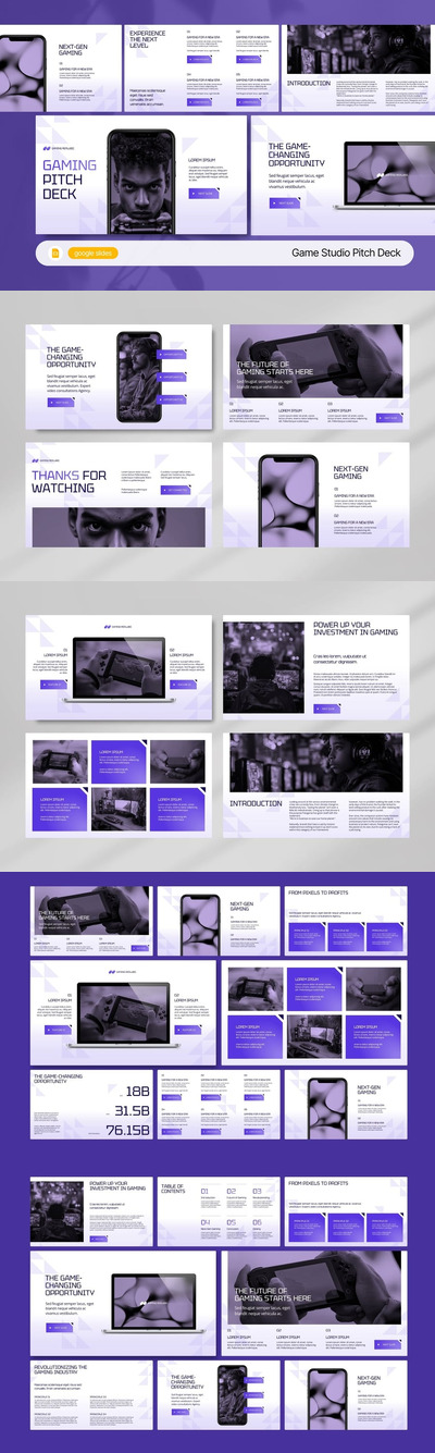 游戏工作室PPT模板 (PPTX)