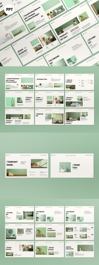 奶油极简家具目录PPT模板 (PPT,PPTX)