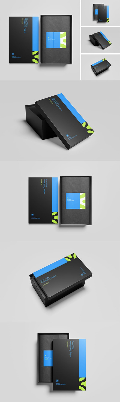 礼品盒和包装纸模型样机 (PSD,PDF)