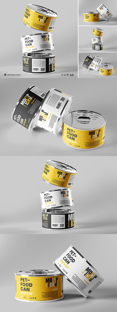 宠物食品可以模型套装样机 (PSD)