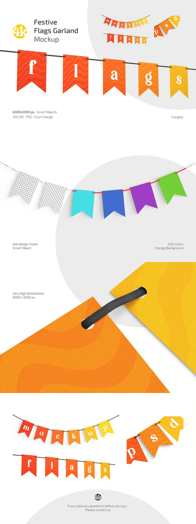 节日旗帜花环模型套装样机 (PSD)