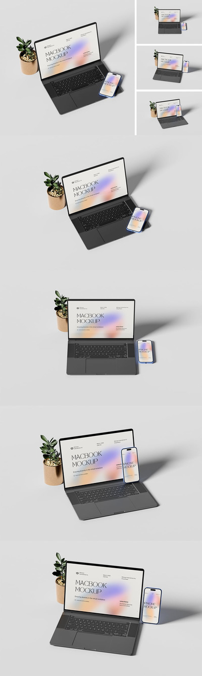 MacBook和iPhone模型样机 (PSD,PDF)
