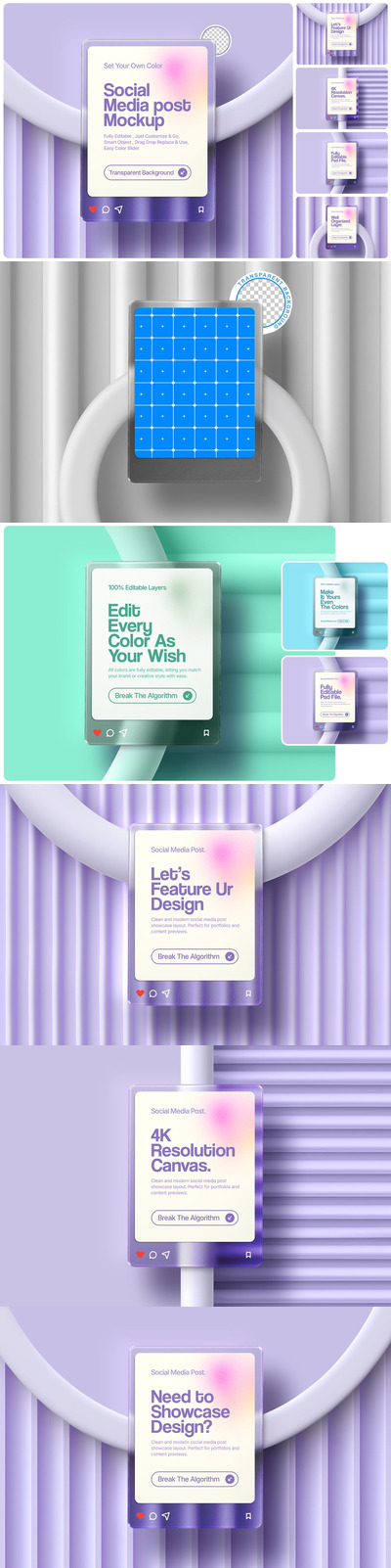 Instagram帖子展示模型集样机 (PSD)