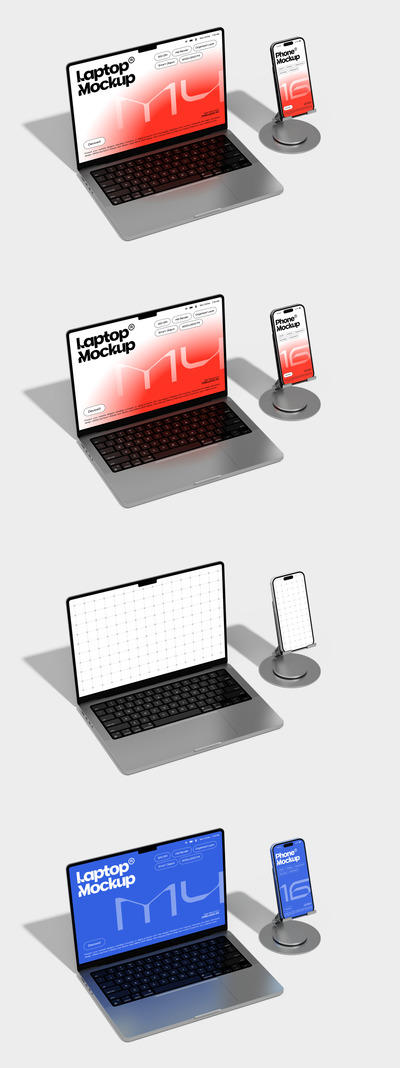 笔记本电脑和电话模型样机 (PSD)
