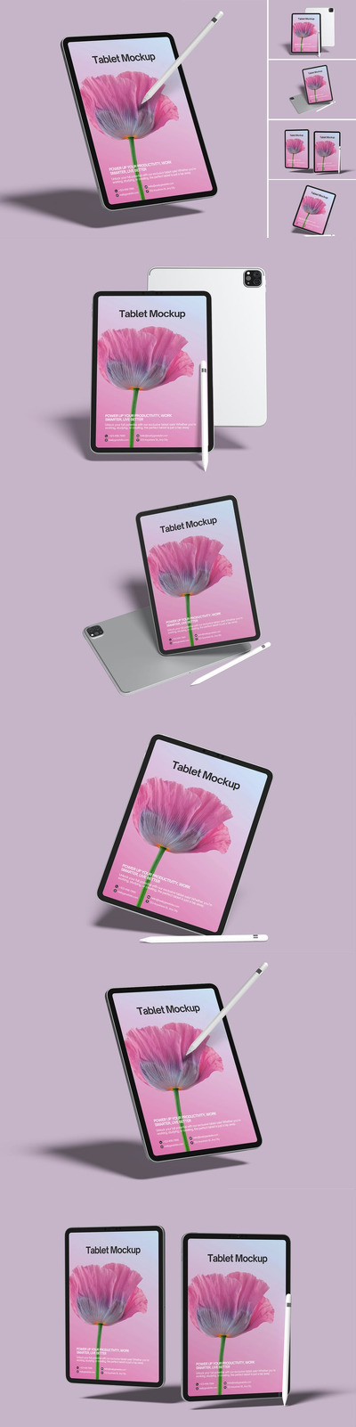 真实的平板电脑模型样机 (PSD,PDF)