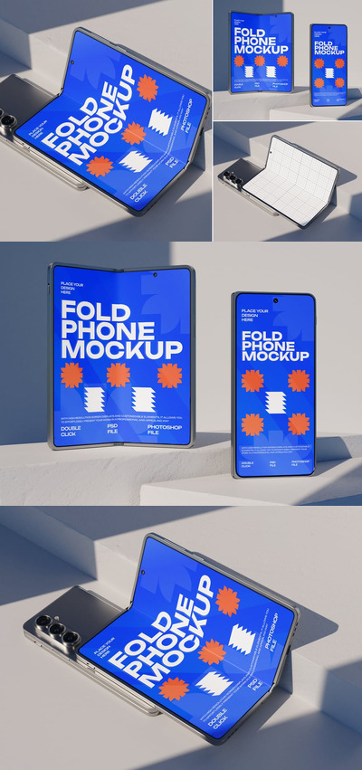 折叠屏手机模型样机 (PSD)