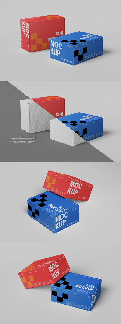 逼真的盒子模型样机 (PSD)