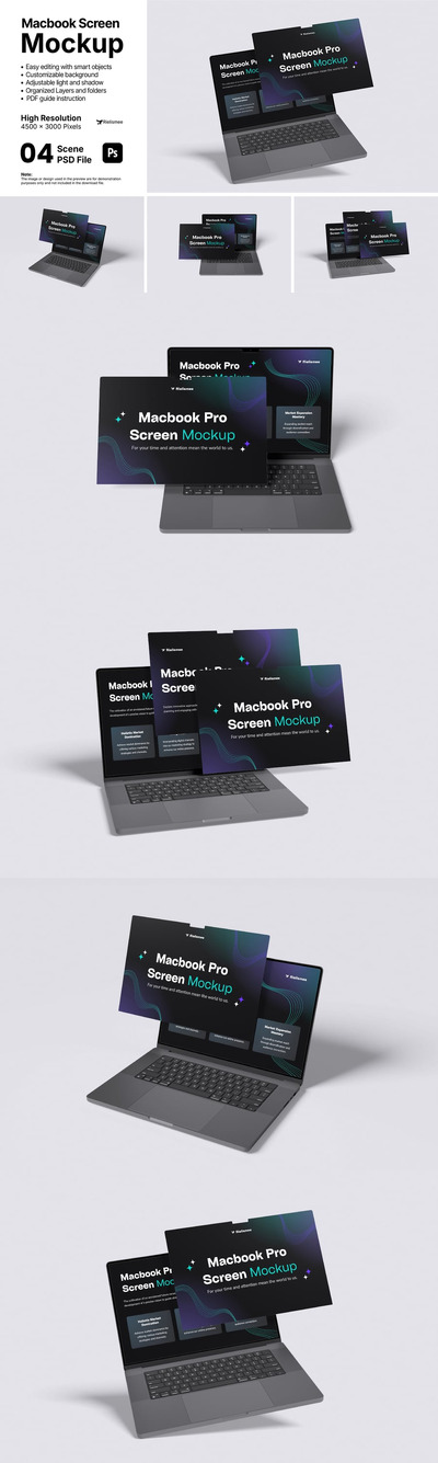 MacBook Pro屏幕模型样机 (PSD)