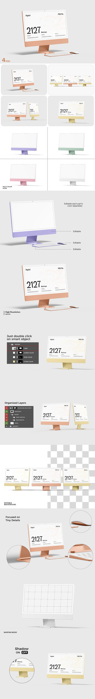 iMac 24英寸屏幕模型样机 (PSD)