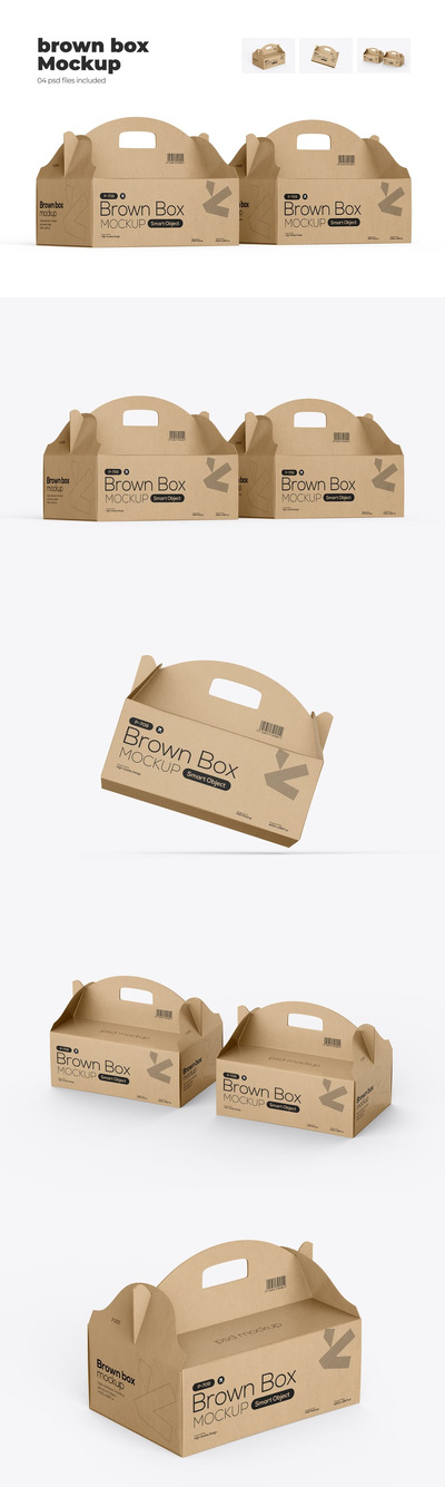 卡夫外卖盒PSD模型带有句柄样机 (PSD)