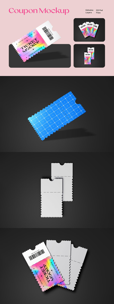 优惠券折扣优惠券模型套件样机 (PSD)