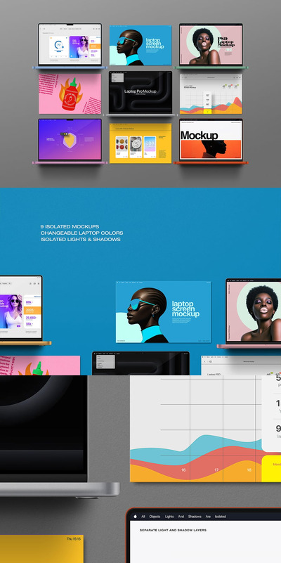 笔记本电脑模型-9 Macbook Pro 16样机 (PSD)