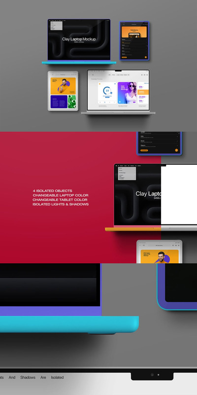 笔记本电脑和平板电脑模型样机 (PSD)