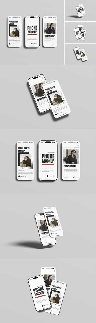 电话屏幕模型样机 (PSD,PDF)