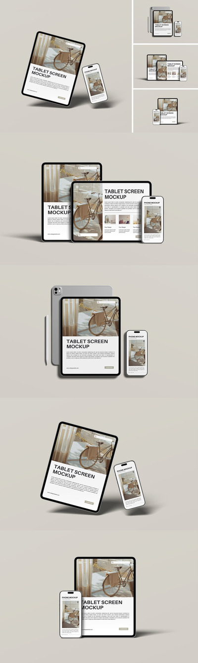 平板电脑和智能手机模型样机 (PSD,PDF)